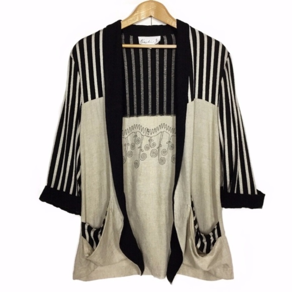 Vintage Tan Embroidery Lagenlook Jacket Art 2 Wear